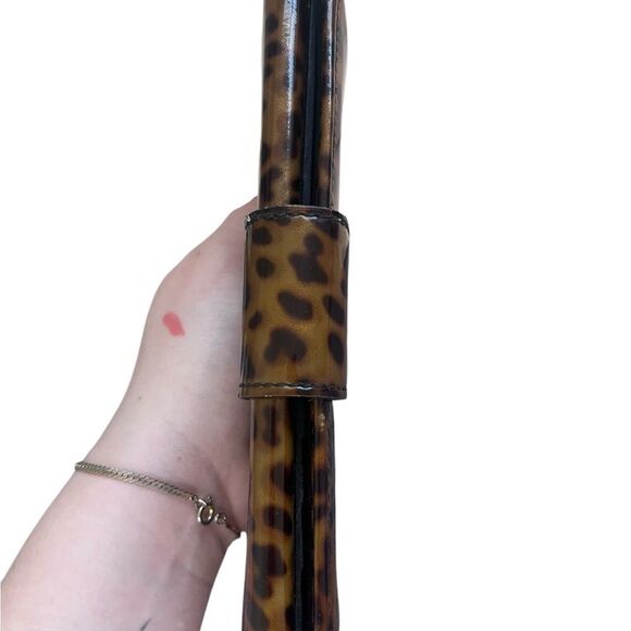 Jimmy Choo Brown Black Leopard Print Patent Leather Bifold Continental Wallet - Picture 9 of 9